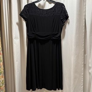 Perceptions Black Lace Yoke Midi Dress